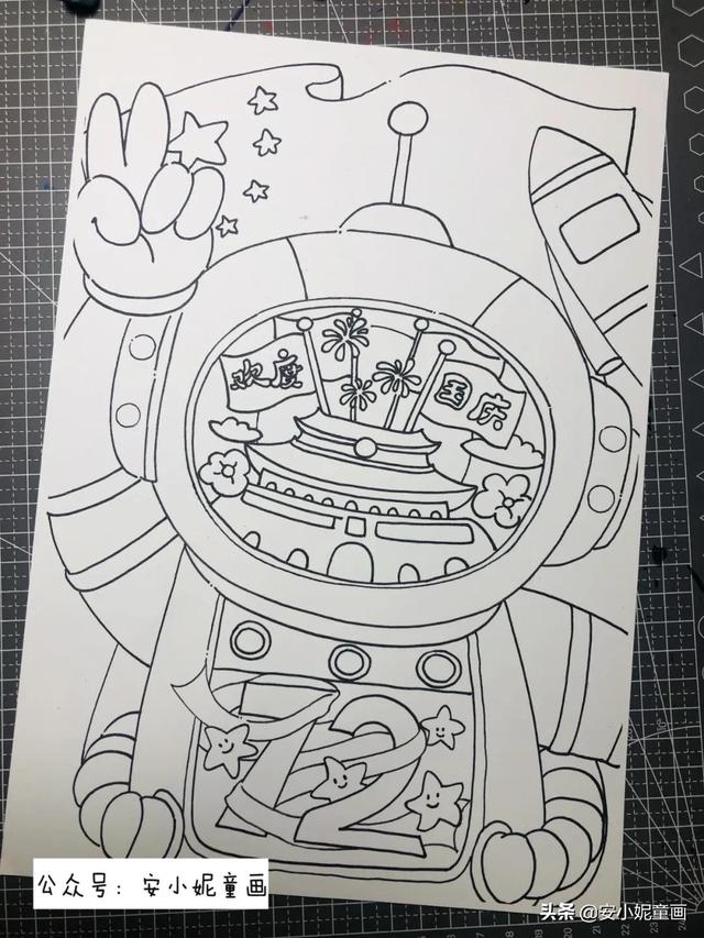 国庆节的红色画（国庆节主题画心系祖国）(4)
