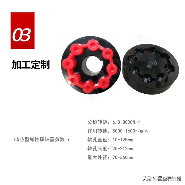 梅花弹性联轴器选型及尺寸（LN型芯型弹性联轴器型号规格尺寸）(5)