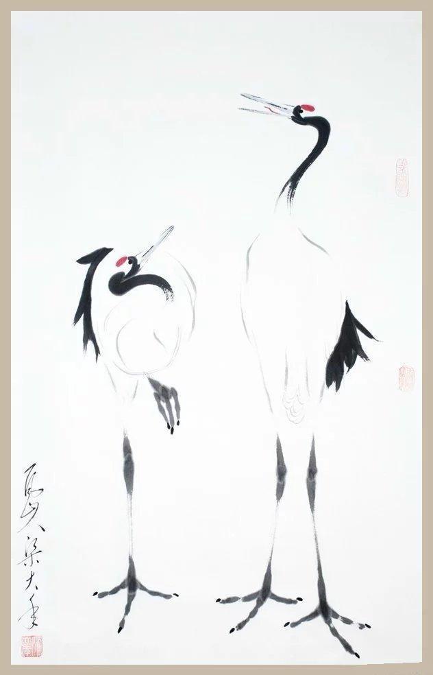 惋拒俗客好出山，闲云野鹤伴夫眠！——梁大年《鹤图》！