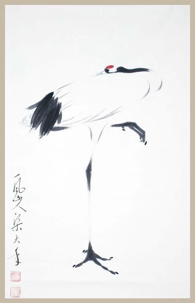惋拒俗客好出山，闲云野鹤伴夫眠！——梁大年《鹤图》！