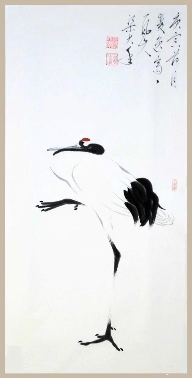 惋拒俗客好出山，闲云野鹤伴夫眠！——梁大年《鹤图》！