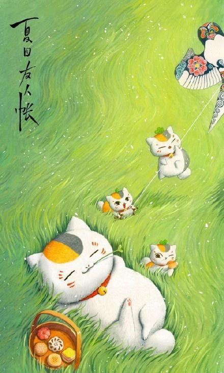 夏目友人帐，三个喵咪老师，超级可爱壁纸