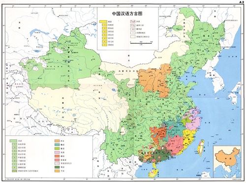 中国语言地图（一）—全国语言总分布