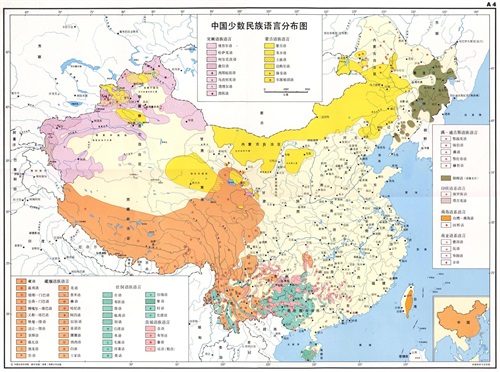 中国语言地图（一）—全国语言总分布