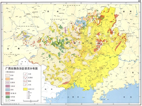 中国语言地图（一）—全国语言总分布