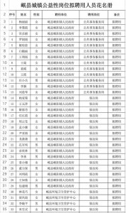 ​岷县城镇公益性岗位拟聘用人员名单公示