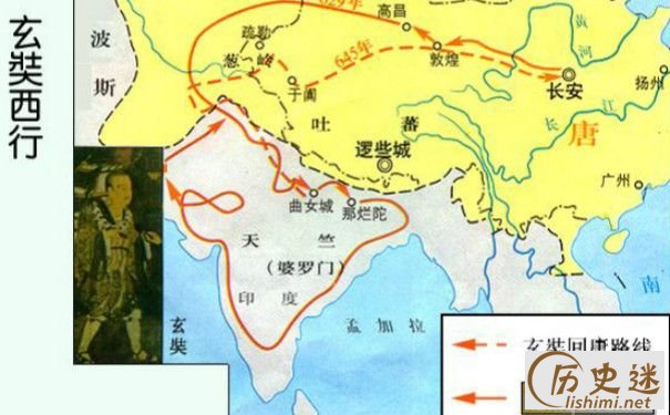 玄奘西行路线图