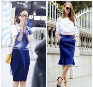 ​深蓝色半身裙怎么搭配(深蓝色半身裙配什么颜色上衣)