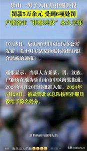 傻不傻！乐山一男子入伍后居然拒服兵役！被罚5万元受到6项惩罚！